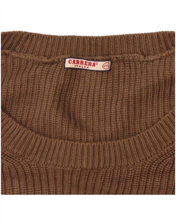 Carrera Herren-Pullover mit Rundhalsausschnitt, 2XL, braune Baumwolle