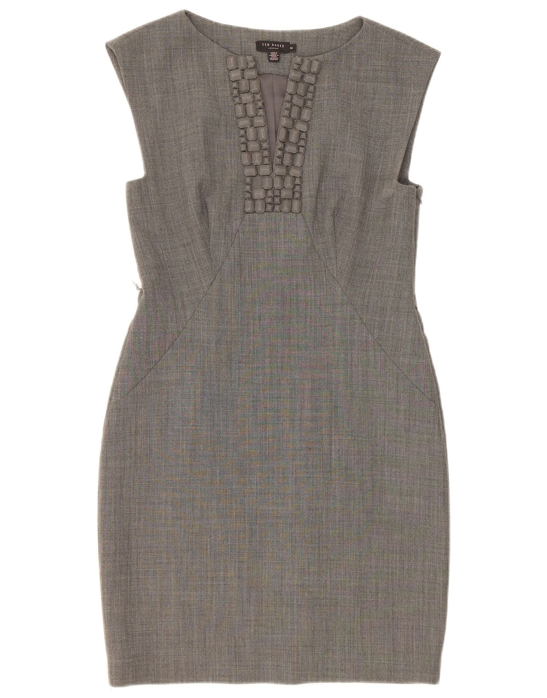 Ärmelloses Etuikleid für Damen von Ted Baker, Größe 2, klein, graues Polyester