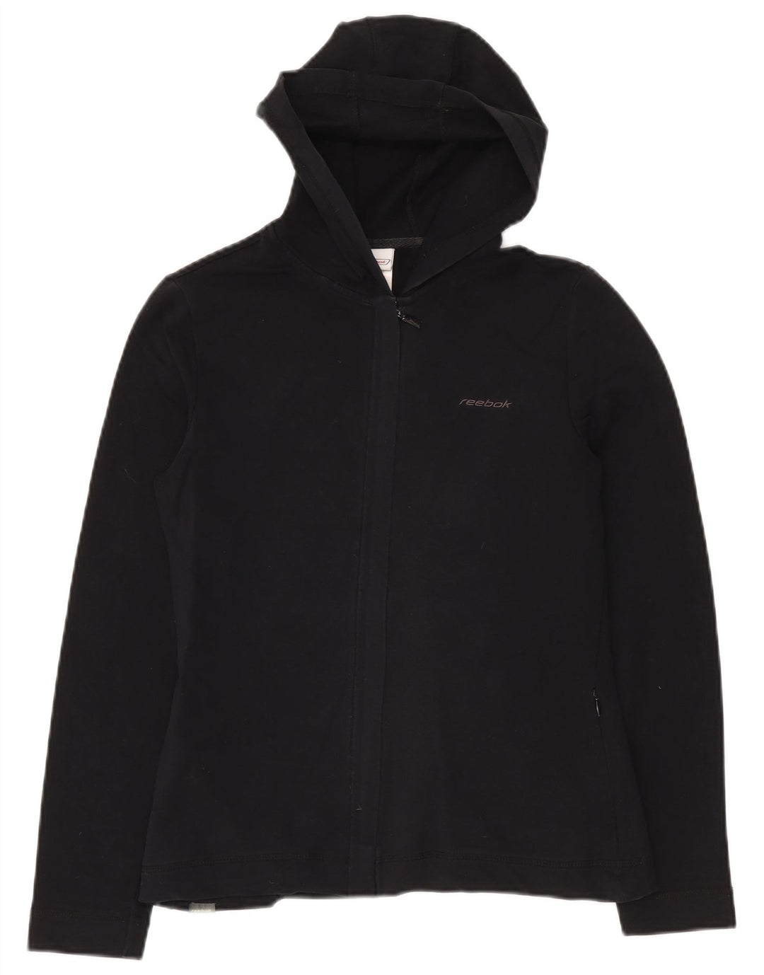 REEBOK Damen-Kapuzenpullover mit Reißverschluss, Gr. 10, Größe S, Schwarz, Baumwolle
