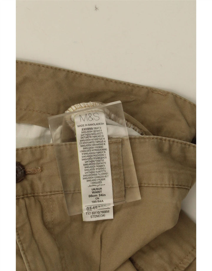 Marks & Spencer Herren Cargoshorts W34 Large Beige Baumwolle