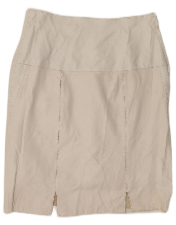 Vintage Damen Lederrock IT 44 Medium W28 Weißes Leder