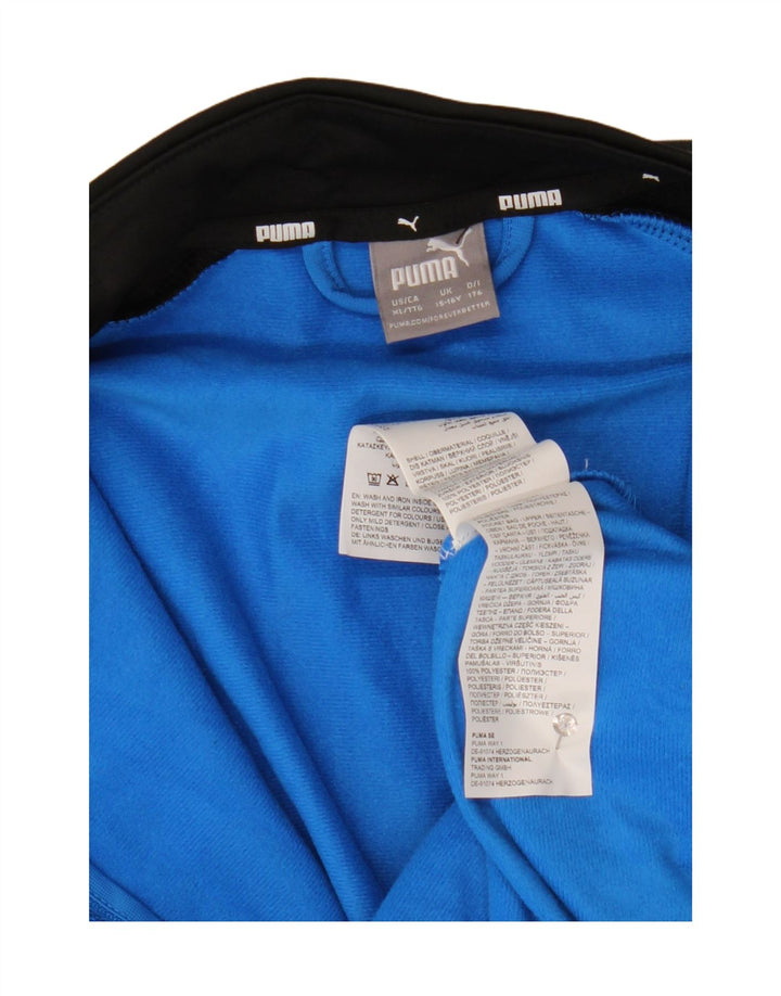Puma Jungen Grafik-Trainingsanzug-Top-Jacke, 15–16 Jahre, blaues Farbblockdesign