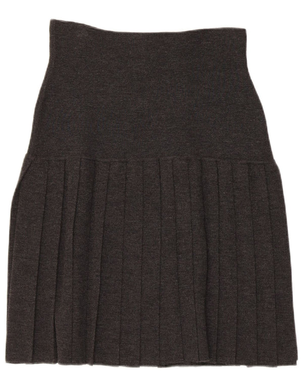 Innocenti Damen Faltenrock in A-Linie IT 42 Medium W31 Graue Wolle
