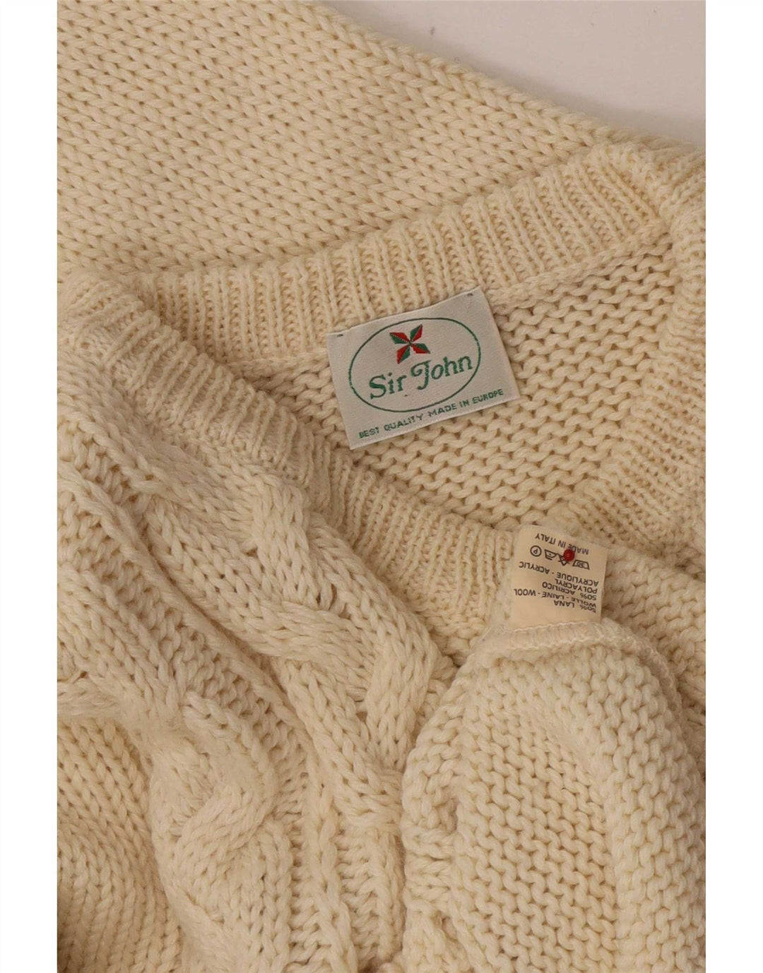 Vintage Herren-Pullover mit Rundhalsausschnitt, mittelbeige Wolle