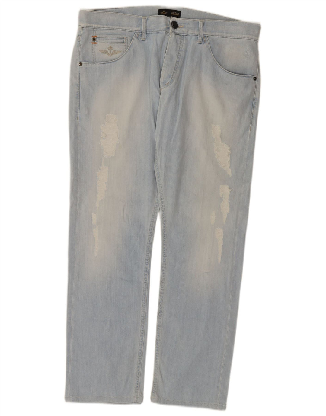 Dekker Damen Distressed Straight Jeans W36 L29 Blaue Baumwolle
