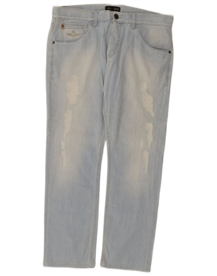 Dekker Damen Distressed Straight Jeans W36 L29 Blaue Baumwolle