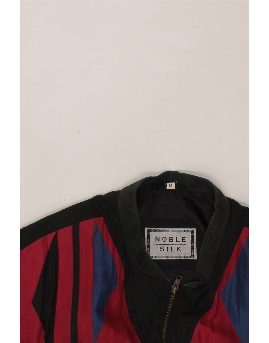 VINTAGE Herren Loose Fit Bomberjacke UK 38 Mittelschwarze geometrische Seide