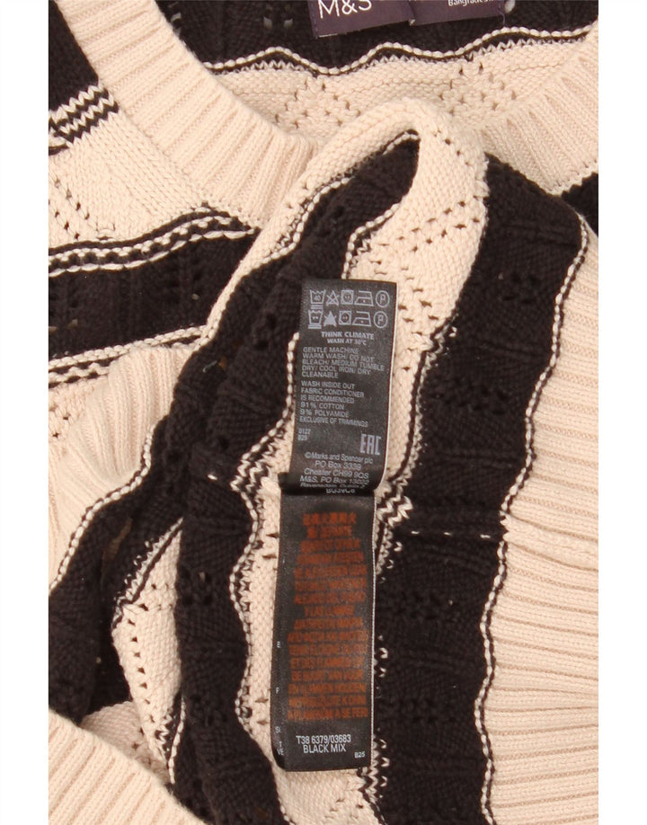 Marks & Spencer Damen Weste Tank Top UK 14 Mittelbeige gestreift Baumwolle