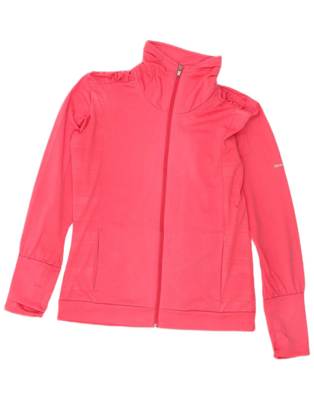 Reebok Damen-Trainingsanzug-Top-Jacke, UK 14, mittelrosa, gestreift, Polyester