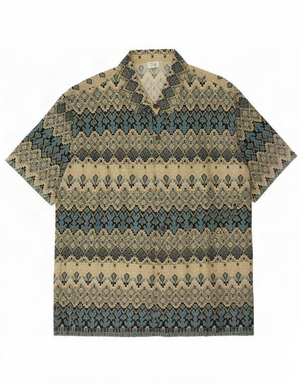 Alit Astika Herren Kurzarmhemd 3XL Beige Geometrisch Baumwolle
