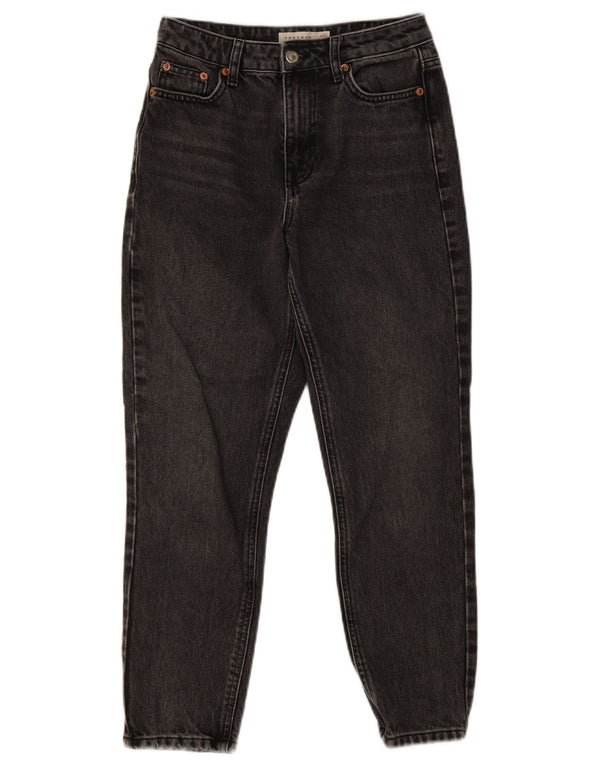 Topshop Damen Mom Crop Tapered Jeans W26 L25 Grau