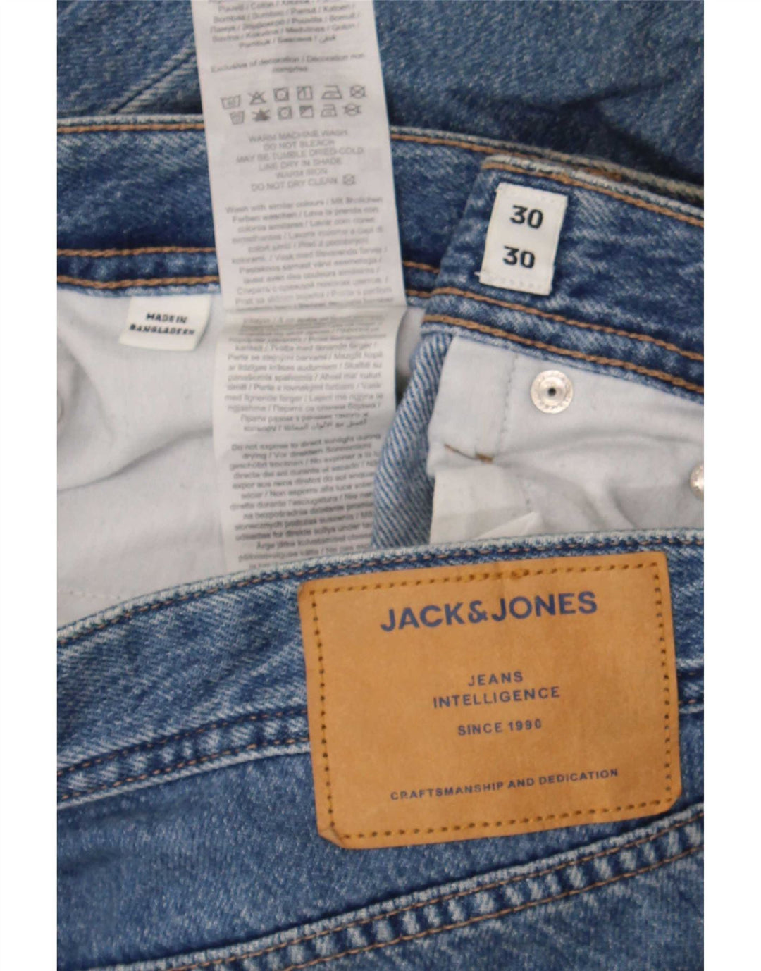 Jack & Jones Herren Straight Jeans W30 L30 Blaue Baumwolle