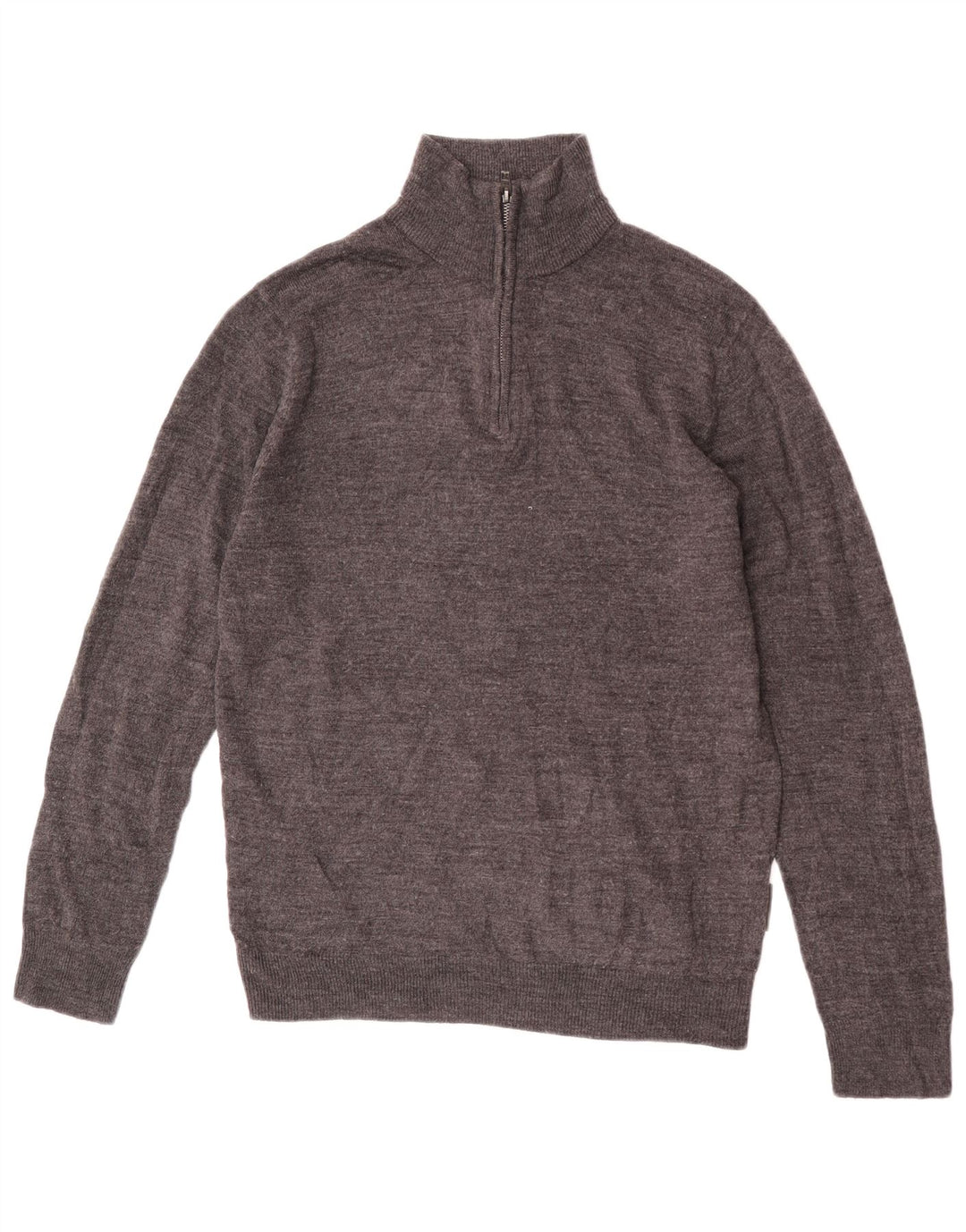 French Connection Herren-Pullover mit Reißverschluss am Hals, großes, grau meliertes Acryl