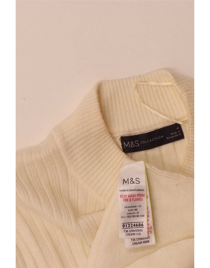 Marks & Spencer Damen-Pullover mit Rollkragen, Gr. 12, mittelgrau, gebrochenes Weiß
