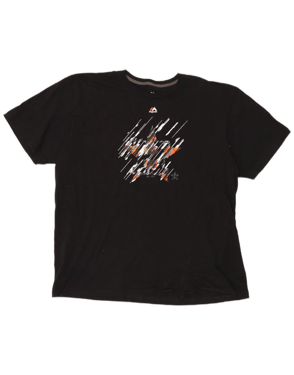 Majestic Herren Houston Astons Grafik T-Shirt Top 2XL Schwarz Baumwolle