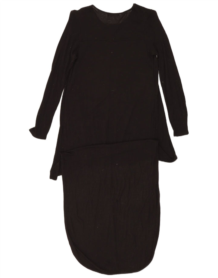 Zara Damen Langarm-Maxikleid UK 10 Small Schwarz