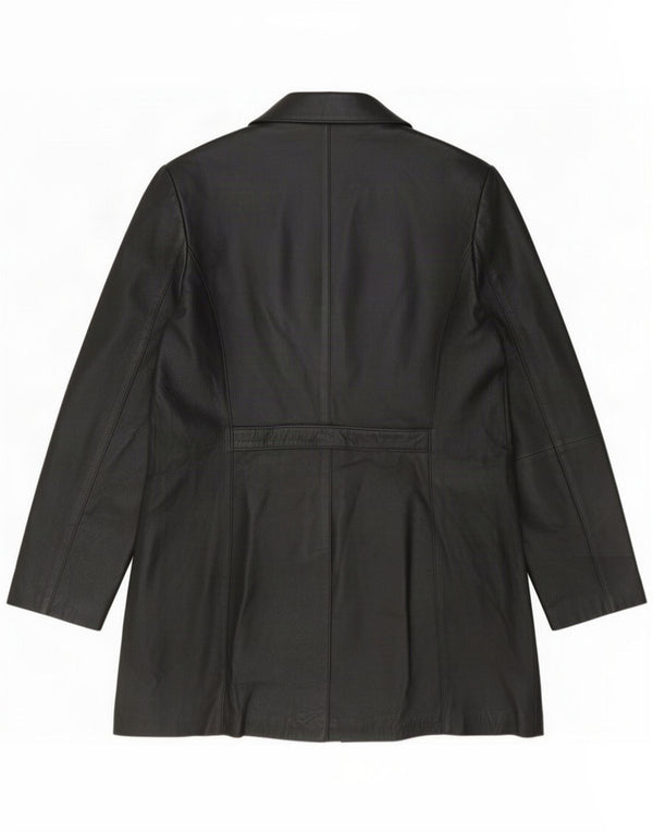 Vintage Damen Ledermantel UK 16 Large Schwarz