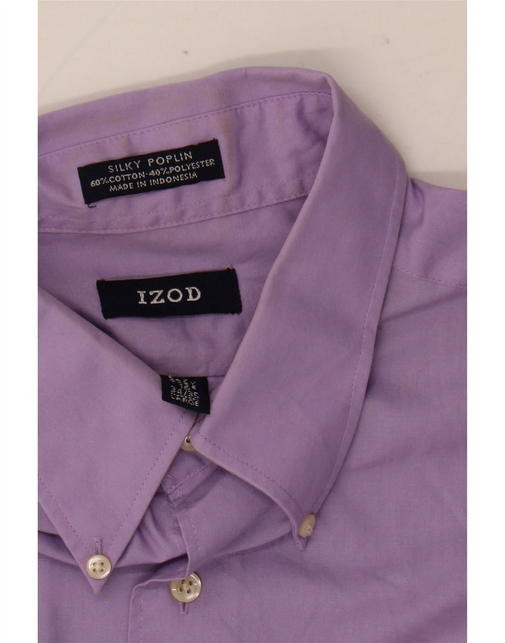 IZOD Herrenhemd Größe 16 Large Lila Baumwolle
