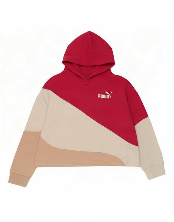 Puma Crop Hoodie-Pullover für Mädchen, 9–10 Jahre, mehrfarbig, Farbblock