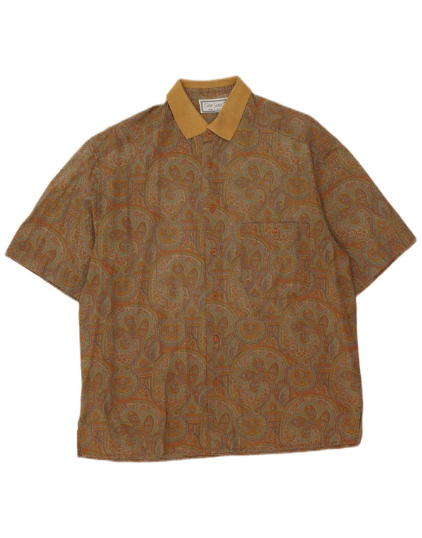 Gran Sasso Herren-Kurzarm-Poloshirt, groß, braun, Paisleymuster