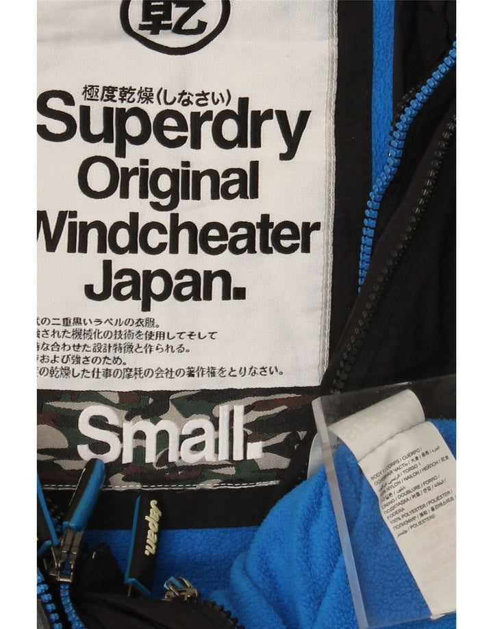 SUPERDRY Herren Windcheater Kapuzen-Windbreakerjacke UK 36 Small Schwarz