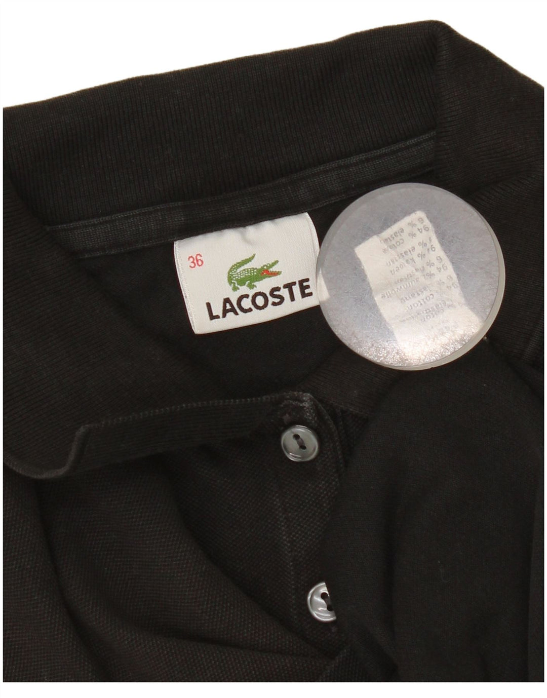 Lacoste Damen-Poloshirt, Größe 36, kleine schwarze Baumwolle
