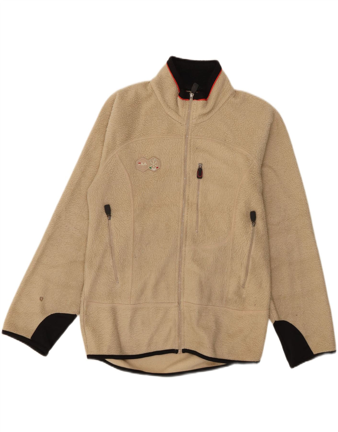 Fila Herren Fleecejacke UK 36 Small Beige Colourblock Polyester