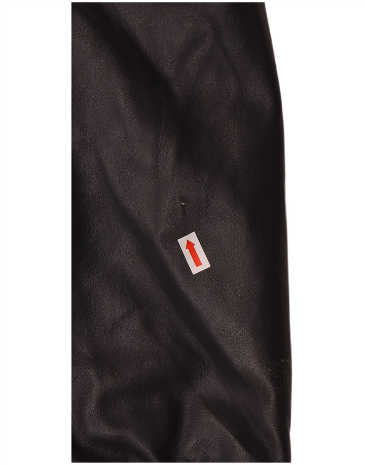 Vintage Damen Übergroßer Ledermantel IT 44 Medium Black Leather Classic