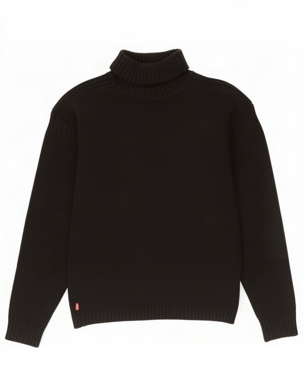 Levi's Womens Roll Neck Jumper Sweater UK 14 Medium Black Lambswool