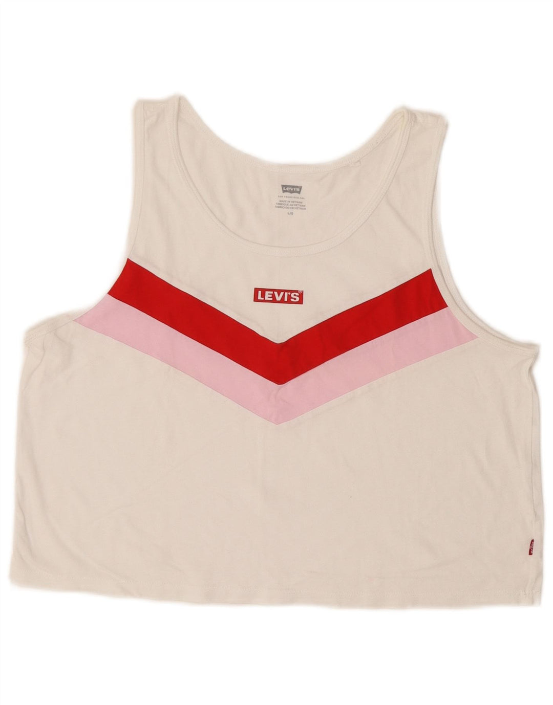 Levi's Damen Crop Graphic Vest Top UK 14 Large Weiß Colourblock