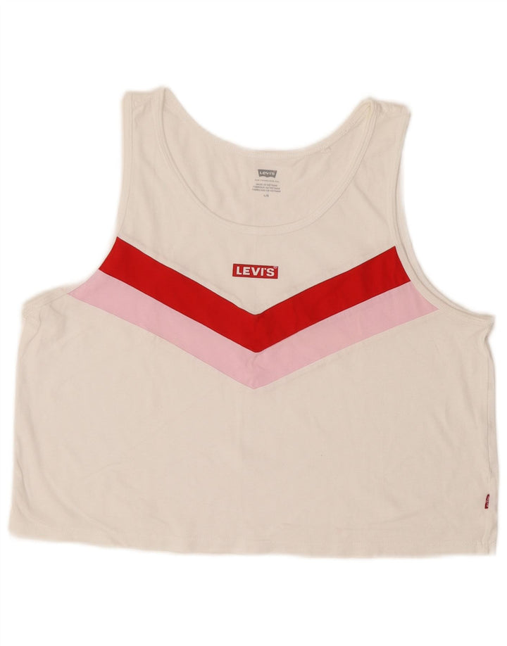 Levi's Damen Crop Graphic Vest Top UK 14 Large Weiß Colourblock
