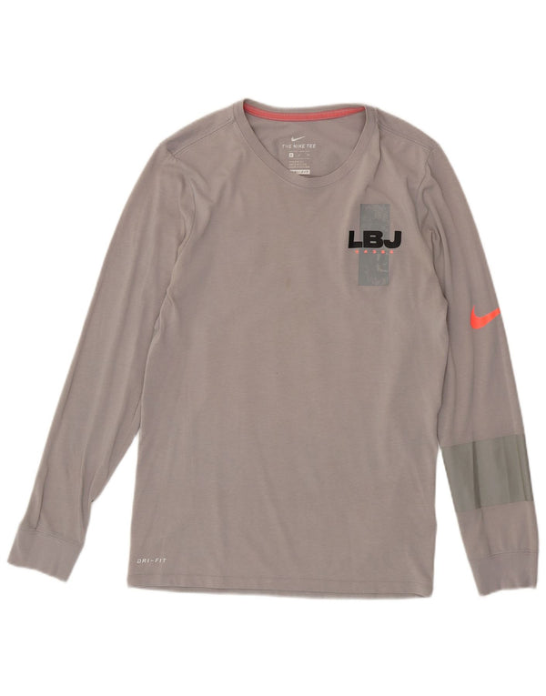 Nike Herren Dri Fit Graphic Top Langarm Small Grau Baumwolle