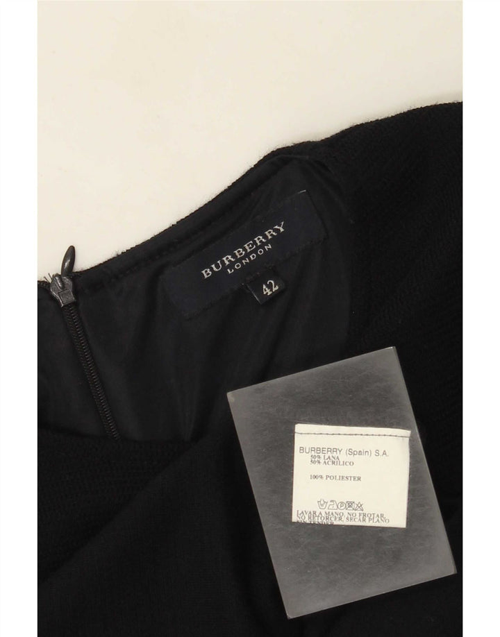 Burberry Damen-Basic-Kleid mit kurzen Ärmeln, IT 42, mittlere marineblaue Wolle