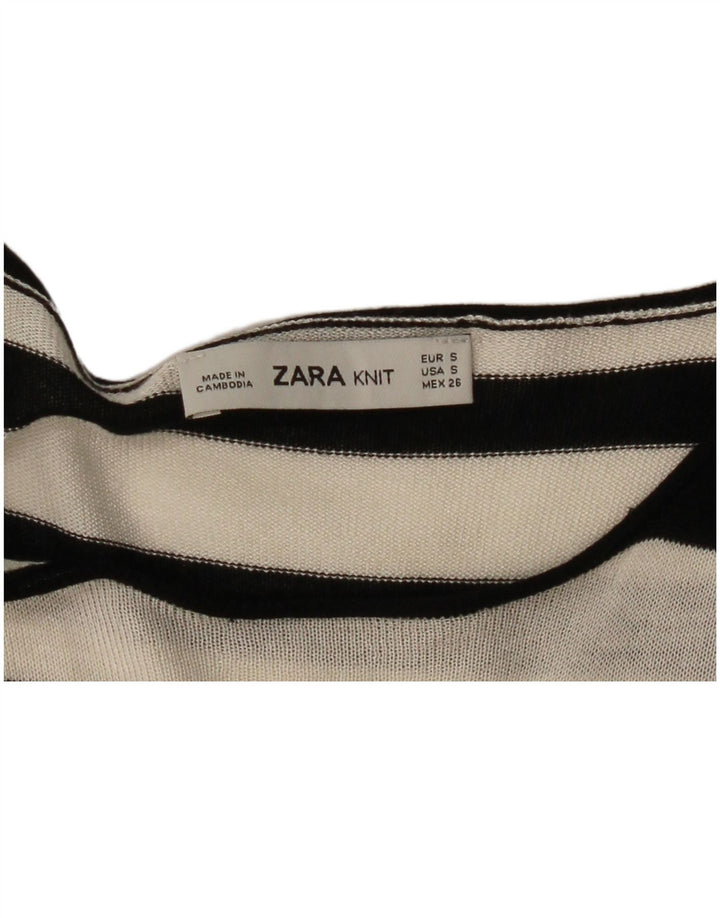 Langes, übergroßes Blusenoberteil für Damen von Zara, Gr. 10, Größe S, weiß gestreift