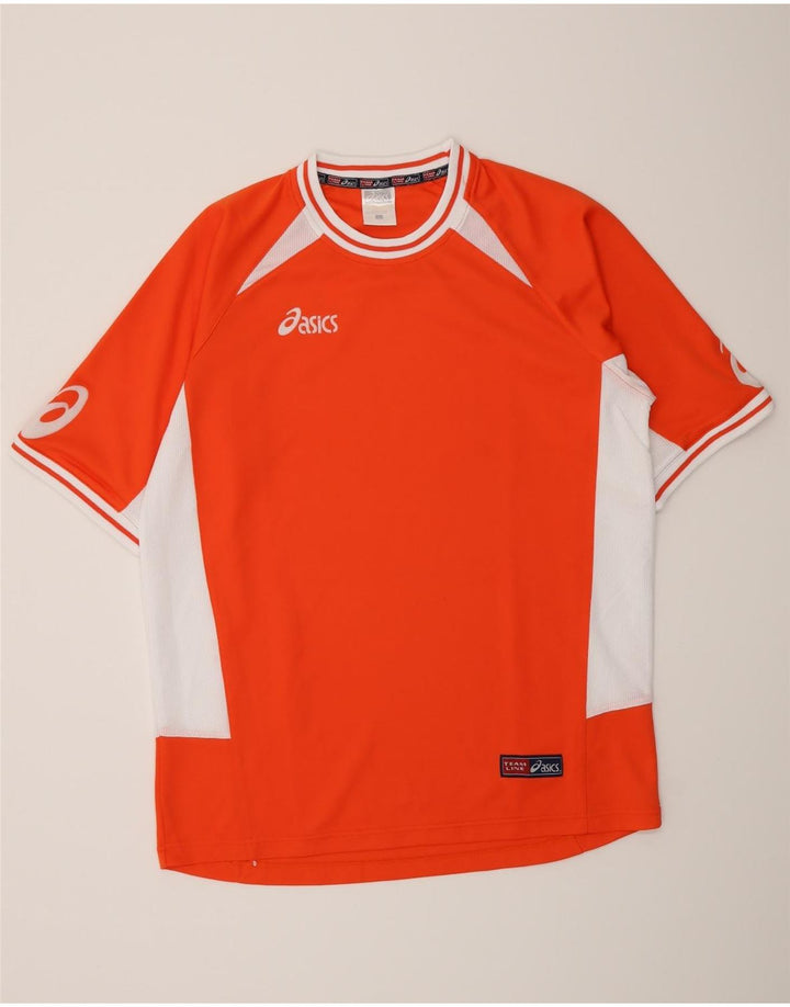 Asics Herren Grafik-T-Shirt-Oberteil, großes orangefarbenes Farbblock-Polyester