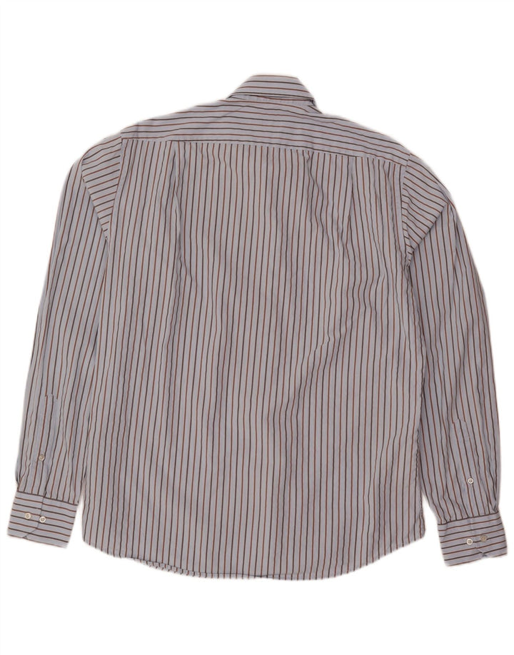Hugo Boss Herrenhemd Größe 40 15 3/4 mittelblau gestreifte Baumwolle