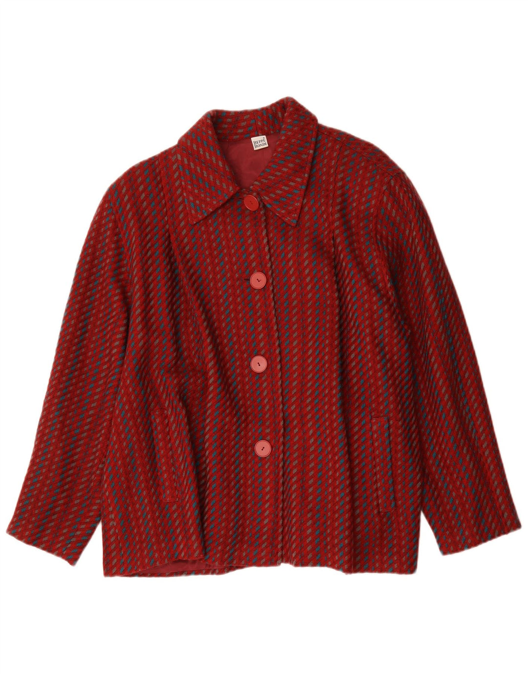 Vintage Damen Übergroße Bomberjacke IT 46 Große rot gestreifte Wolle