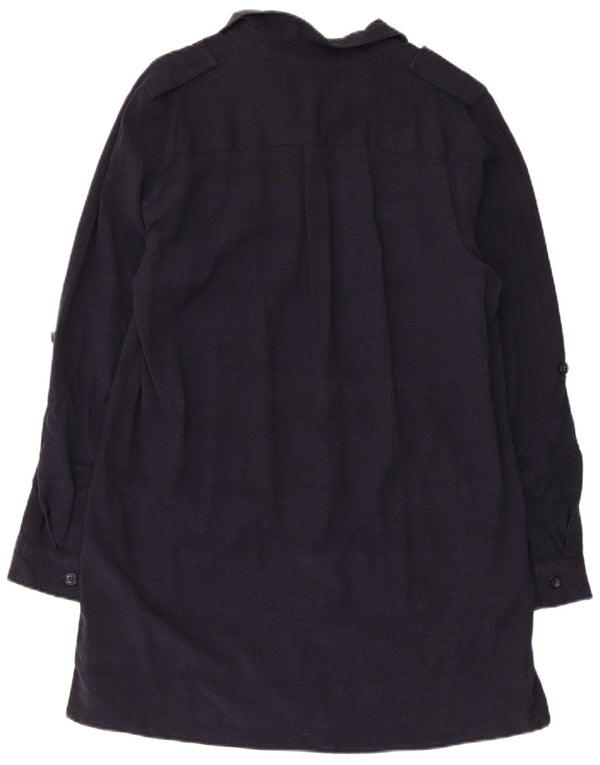 Zara Womens Long Sleeve Shirt Dress UK 16 Large Navy Blue Viscose