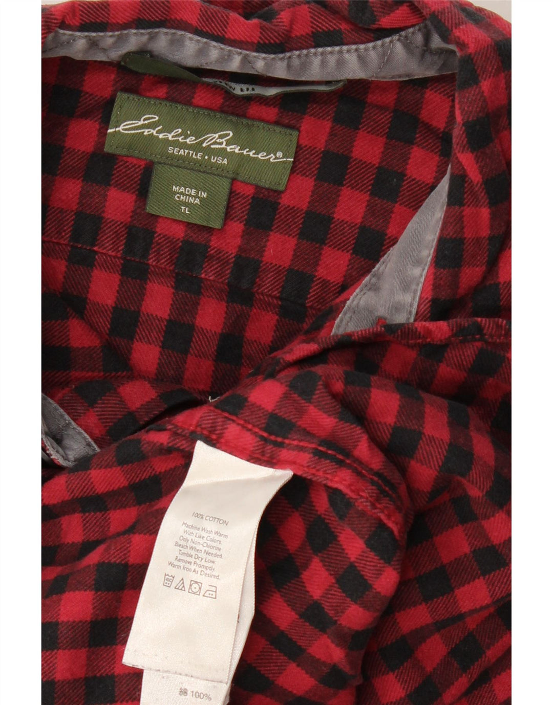 EDDIE BAUER Herren-Flanellhemd, groß, rot, Gingham-Baumwolle
