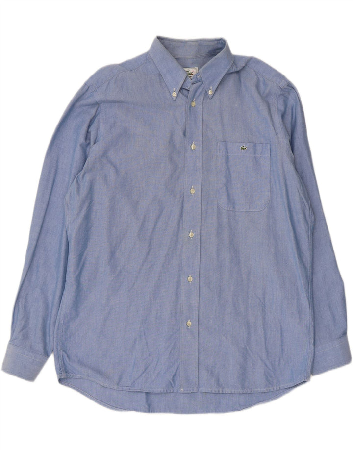 Lacoste Herrenhemd Größe 40 mittelblaue Baumwolle