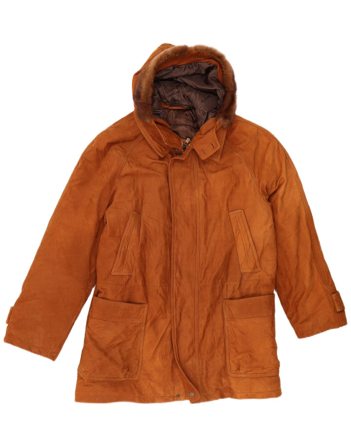 Vintage Herren Lederjacke mit Kapuze IT 50 Large Braun