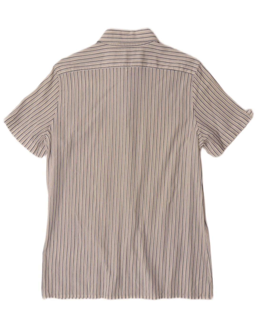 Sisley Herren Kurzarmhemd Medium Off White Nadelstreifen