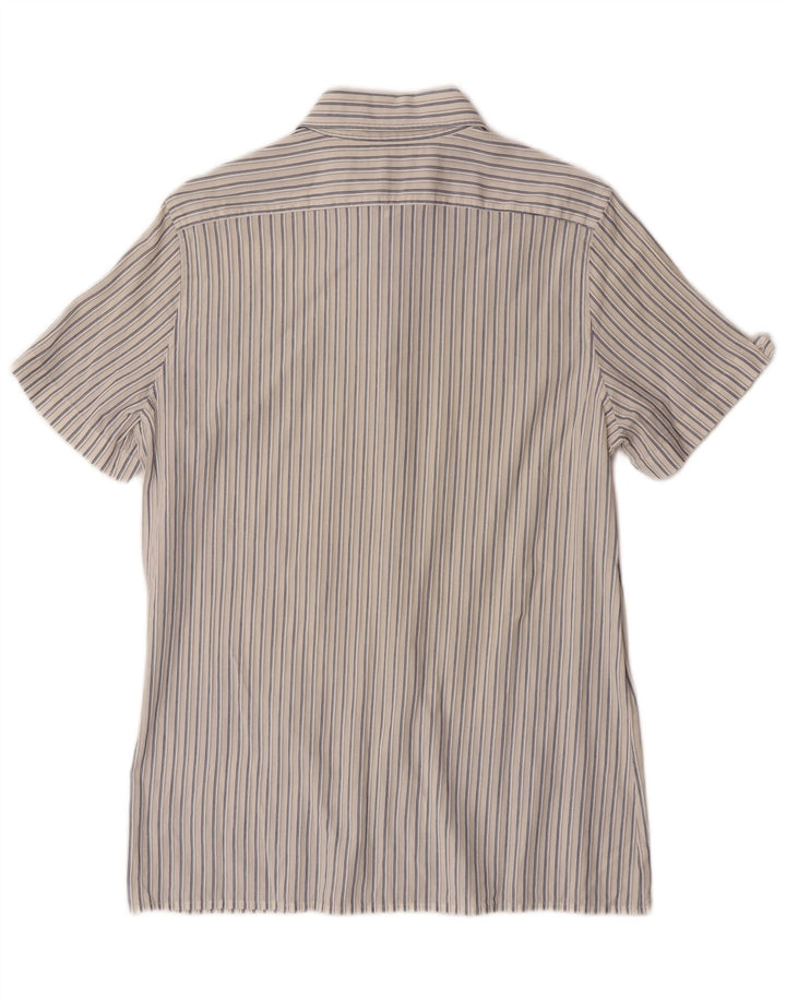 Sisley Herren Kurzarmhemd Medium Off White Nadelstreifen