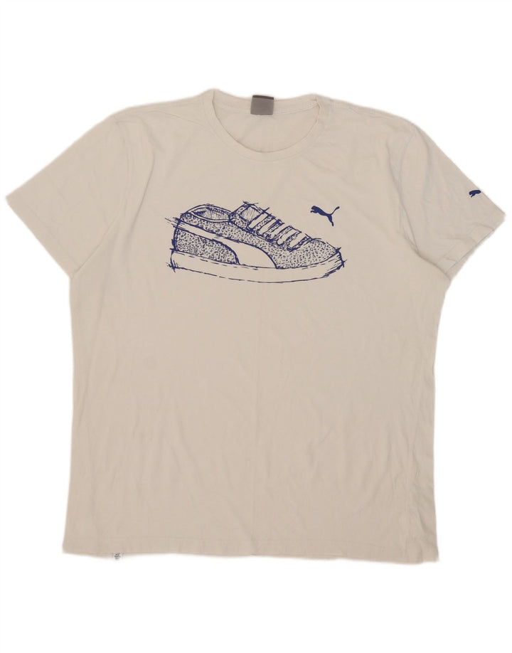 Puma Herren Grafik T-Shirt Top 2XL Weiße Baumwolle