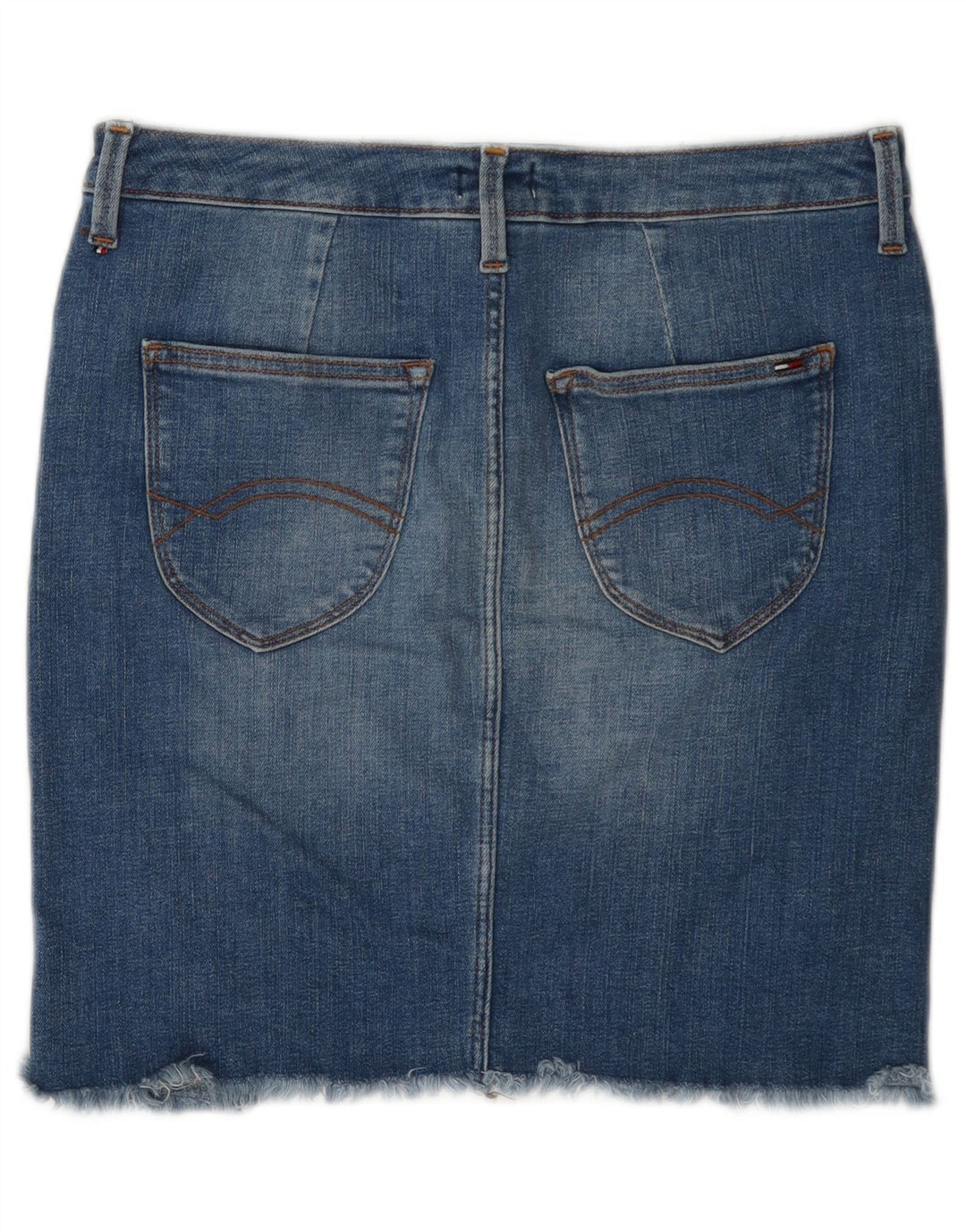 Tommy Hilfiger Damen-Mini-Jeansrock, mittelgroß, W28, blaue Baumwolle