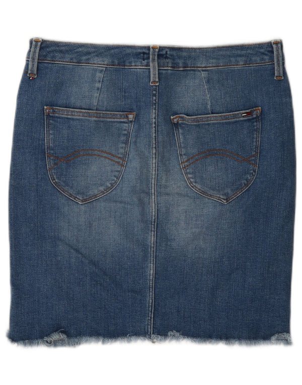 Tommy Hilfiger Damen-Mini-Jeansrock, mittelgroß, W28, blaue Baumwolle