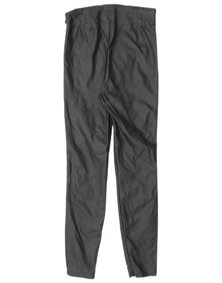 ZARA Womens Slim Faux Leather Trousers Medium W28 L28 Black Polyurethane