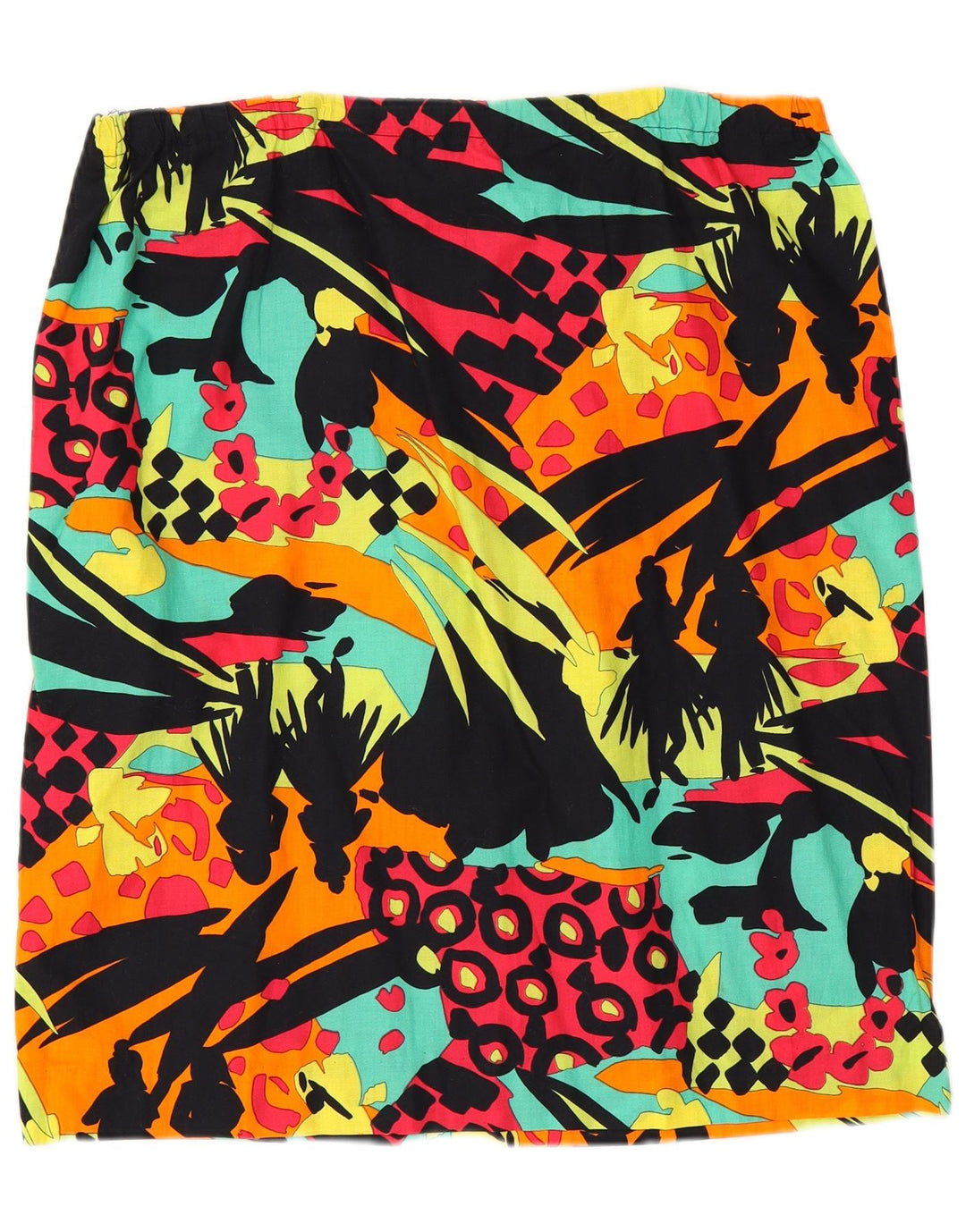 VINTAGE Damen grafischer gerader Rock W40 2XL Mehrfarbiges Patchwork