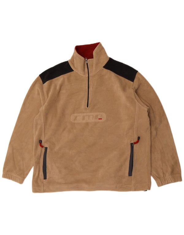 F.LLI Campagnolo Herren-Fleecepullover mit Reißverschluss, XL, Beige, Farbblock-Polyester