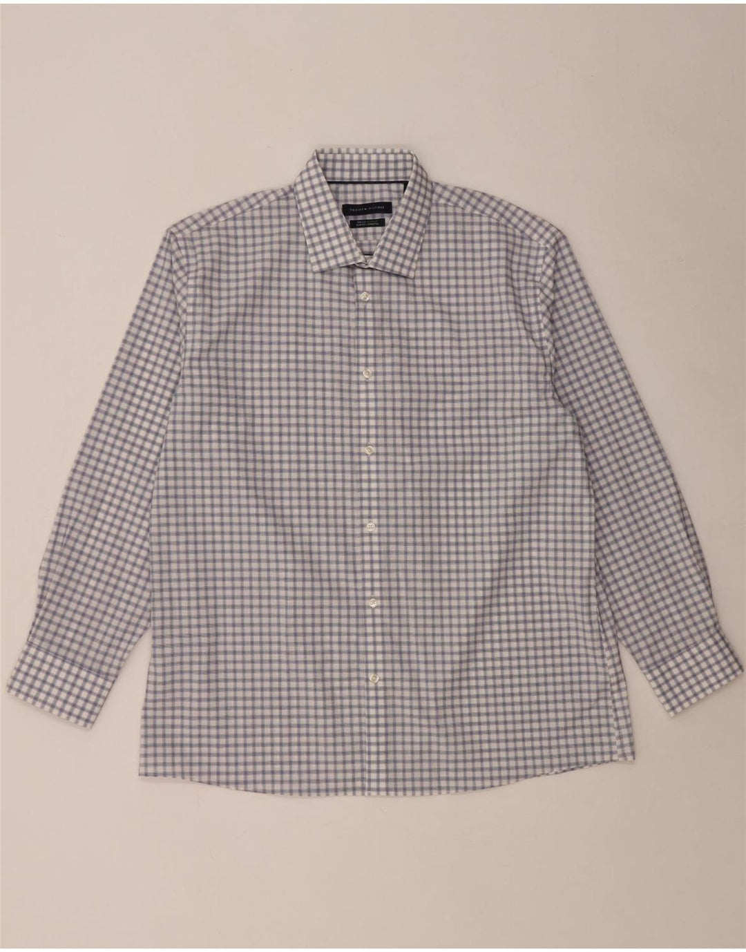 Tommy Hilfiger Damen-Slim-Fit-Hemd XL aus blauer Gingham-Baumwolle